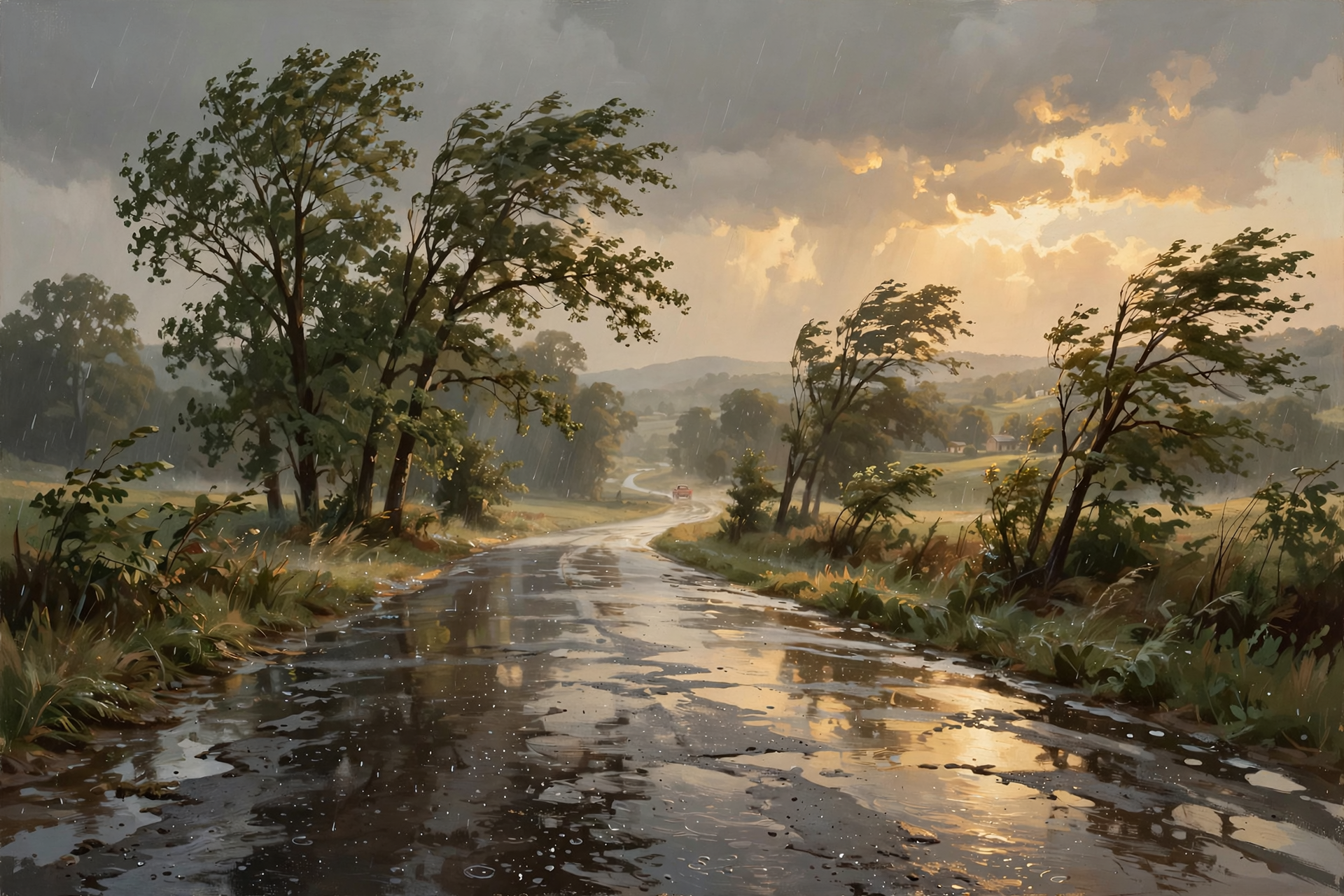 Illustration for 🌧️ Flood Watch Lifted — Wind Advisory and Wet Pavement Still Matter